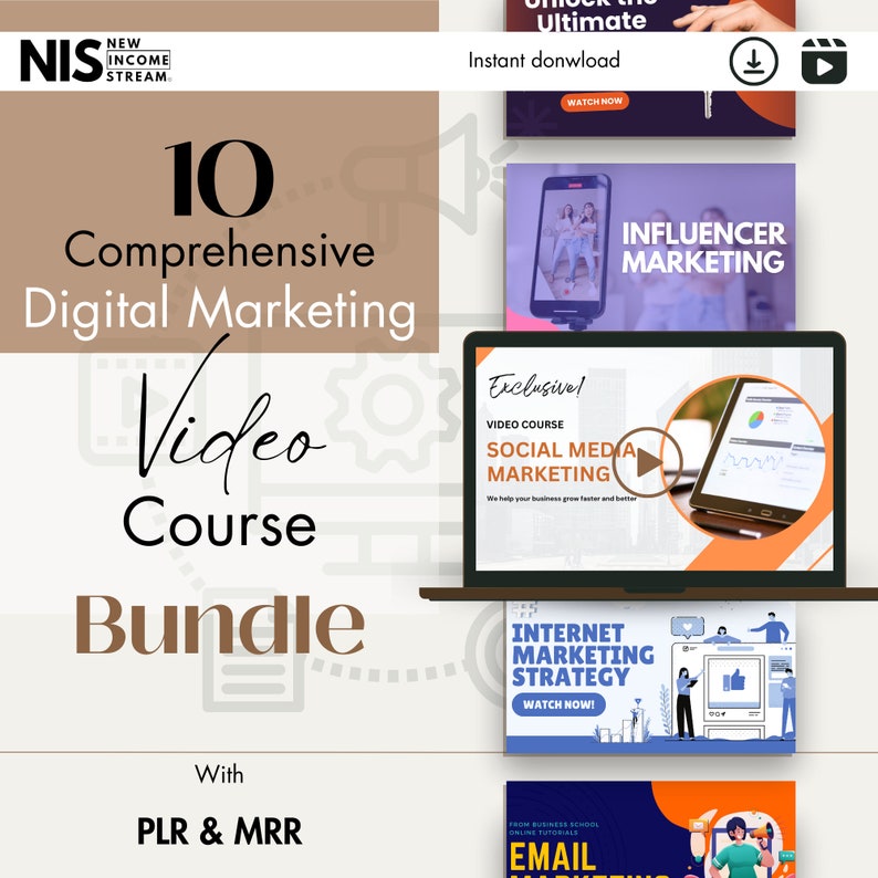 Unleash Your Profit Potential with Exclusive 10 Video Courses MRR PLR Bundle Resale Rights Ebook Done For You Digital Downloads image 1