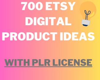 PLR 700 ideas de productos digitales para vender en Etsy, ideas de negocios, ingresos pasivos, actividad secundaria, revendedor principal, MRR, reventa, derechos de reventa