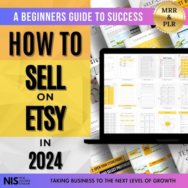 Cómo vender en Etsy / Libro electrónico / Guía de tienda para principiantes para empezar a vender en 2024 / Ayuda de la tienda de Etsy / 5 productos digitales MRR gratuitos / Plantillas