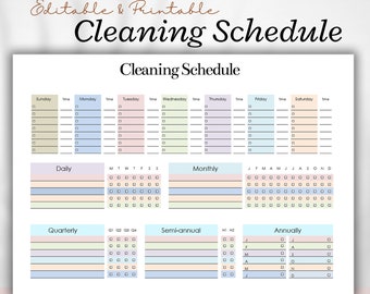 Cleaning Checklist Microsoft Word and Google Docs Template, Household Chores Planner Spreadsheet, Yearly Cleaning Tasks Monthly House Chores