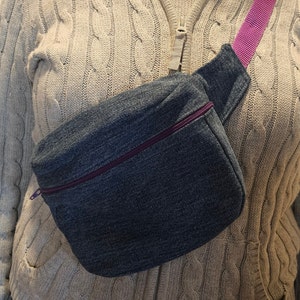 Handmade Belly Bag | Adjustable Waist Bag | Festival Fanny Pack | Boho Chic Accessory | Upcycled Denim Belt Bag | Practical Travel Pouch