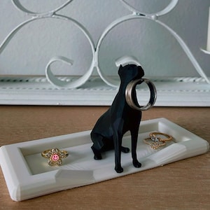 Pit bull Dog Ring Holder with Ring Dish (Small or Large ) | Engagement Gift Personalized Ring Holder | Gifts For Her | 3D Printed | Plastic