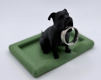 English Bulldog Ring Holder with Dish, Dog Jewelry Holder Tray, 3D Printed Ring Stand, Gift for Dog Lovers, Custom Color Ring Organizer