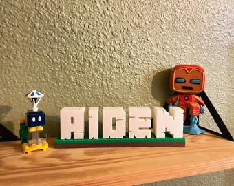 Pixel-Style Custom 3D Nameplate | Personalized Gamer Tag Sign for Kids & Game Rooms