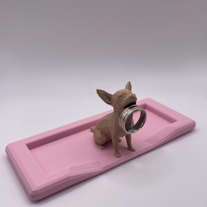 3D Printed Chihuahua Ring Holder with Dog Bed | Engagement Gift