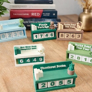 Books Read Tracker, 3D Printed Reading Goal Counter, Custom Book Lover Gift, Bookshelf Decor, Reading Challenge Display