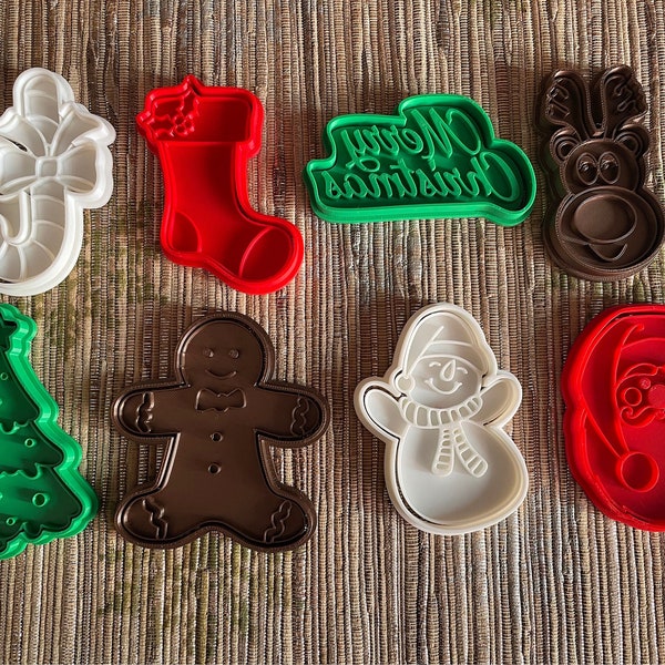 Assorted Christmas Cookie Cutter Set | Festive Holiday Shapes for Baking | Reindeer, Christmas Tree, Gingerbread Man Cutters | Cooking |Gift