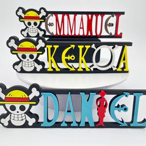 Plaque nominative personnalisée | Décoration personnalisée pour bureau ou étagère | Animés | Pirates | Cadeaux personnalisés