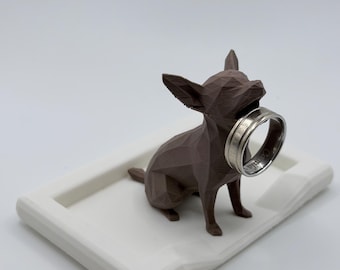Personalized Chihuahua Ring Holder, Custom Dog Ring Dish with Name, Pet Lover Gift, Engagement Ring Holder, Dog Jewelry Tray
