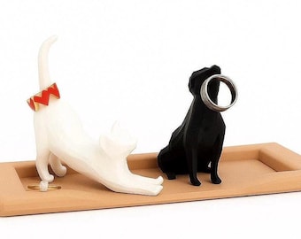 Personalized Cat & Dog Ring Holder | Cute Pet Jewelry Dish | 3D Printed Animal Ring Tray | Engagement Gift | Dog Lover Gift | Cat Lover Deco