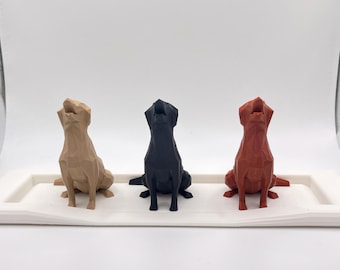 3D Printed Three Dog Ring Holder with Bed Dish - Customizable PLA Bioplastic