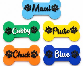 Letrero personalizado con forma de hueso de perro / Decoración de pared personalizada para mascotas / Letrero para la habitación de cachorros / Placa con el nombre del perro / Regalo para amantes de los perros