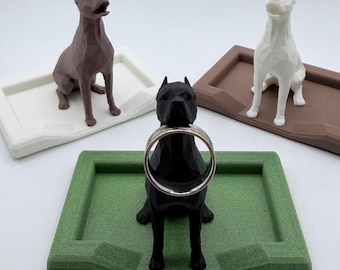 Pit Bull Ring Holder with Dish, Dog Jewelry Holder Tray, 3D Printed Ring Stand, Gift for Dog Lovers, Engagement Gift, Custom Color Organizer