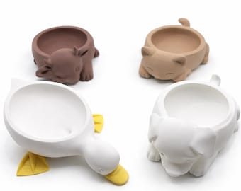 Jabonera con forma de animal con desagüe / Soporte para jabón / Orificio de drenaje / Organización para baño y cocina / Plástico impreso en 3D con forma de pato