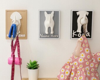Personalized Dog Leash Holder | Custom Pet Breed Wall Decor