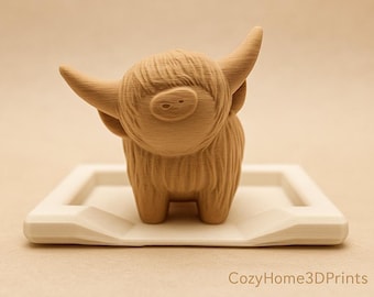 ハイランド牛のリングホルダー – 3Dプリントのファームハウス風ジュエリーディッシュ