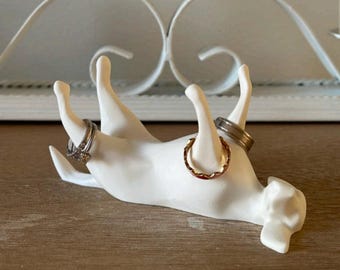 3D Printed Laying Dog Ring Holder | Engagement Gift Display