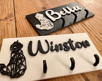 Personalized Cat Key Holder For Wall | Custom  Key Organizer | Housewarming Gifts | Key Hook for Wall | Cat Lover | 3D Printed
