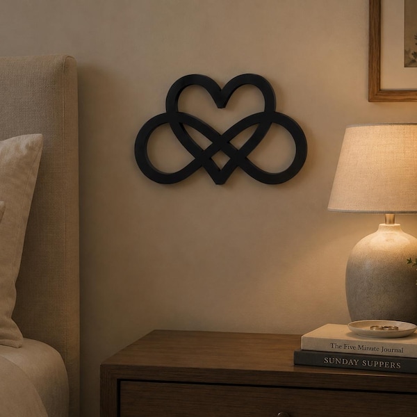 Personalized Infinity Heart Wall Decor, Modern Love Knot Wall Art, Minimalist Couple Gift, Wedding Decor, Anniversary Gift, Bedroom Wall Dec