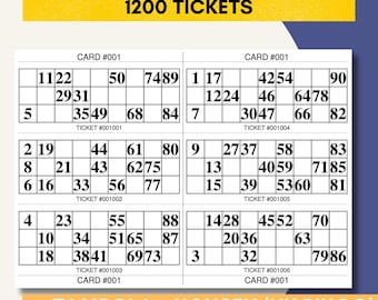 ¡Billetes de Tambola tamaño jumbo con 1200 boletos! ¡200 tiras de bingo estilo británico! ¡200 páginas! / Housey, Housie, Tombola, Lotto de 1 a 90 bolas / Descarga digital