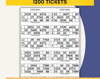 ¡1200 boletos de Tambola en letra grande! ¡200 tiras de bingo estilo Reino Unido! ¡100 páginas! / 1-90 Ball Housey, Housie, Tombola, Lotto / ¡Descarga inmediata!