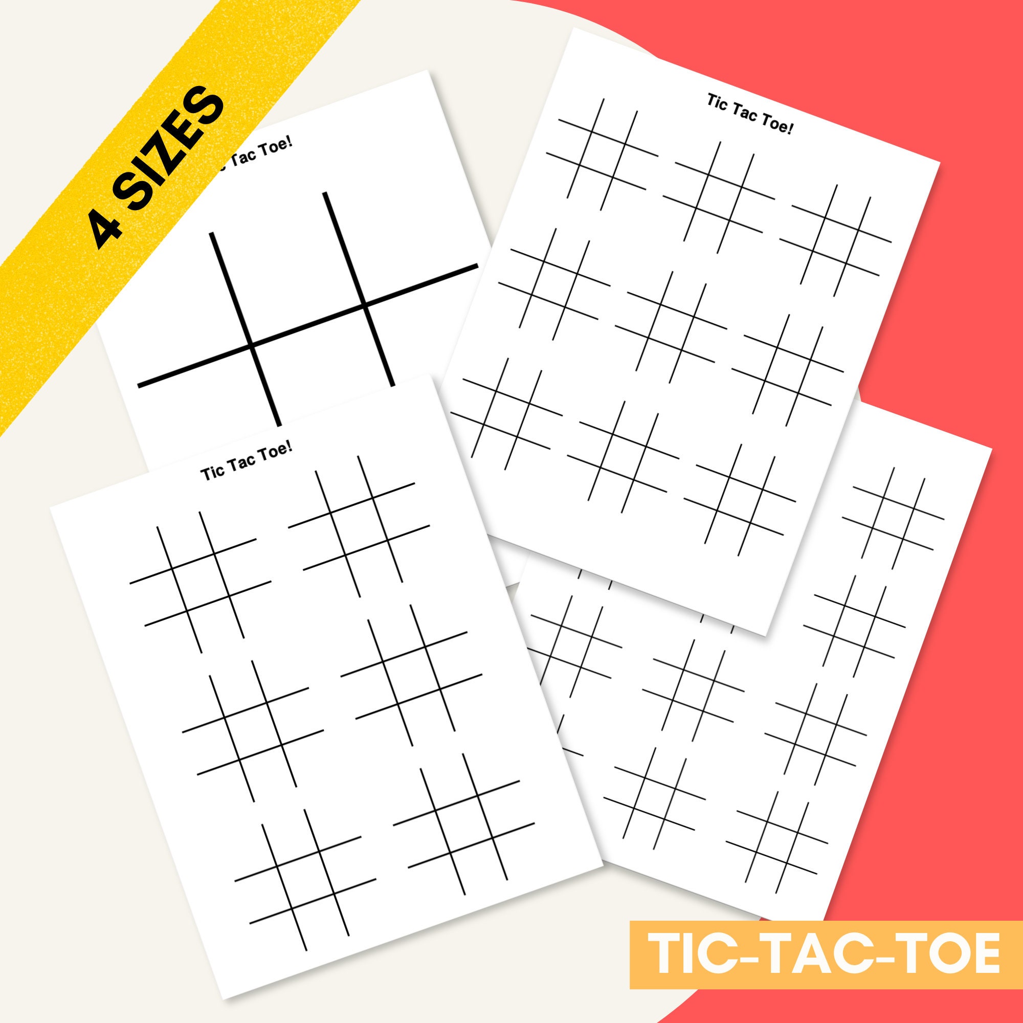 Jumbo Tic Tac Toe Printable Game Grids Noughts and Crosses Xs and Os ...