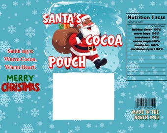 Santa's Cocoa Pouch Template | Printable Christmas Treat Bag (Instant Download)