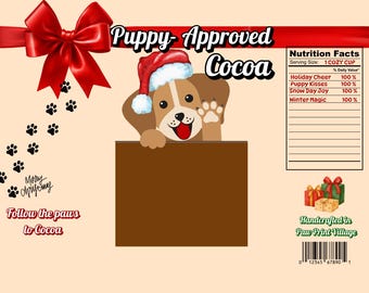 Puppy Approved Cocoa Treat Template | Dog theme hot cocoa pouch