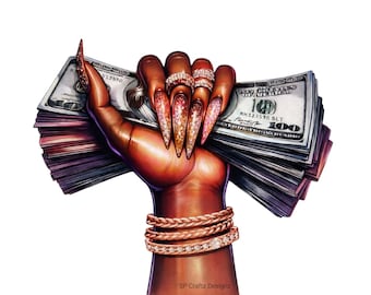 Money Magnet Hand PNG | Luxury Cash Aesthetic | Boss Babe Digital Download | Wealth Manifestation Art | Transparent PNG