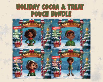 Holiday Cocoa And Treat pouch bundle north pole elf printable