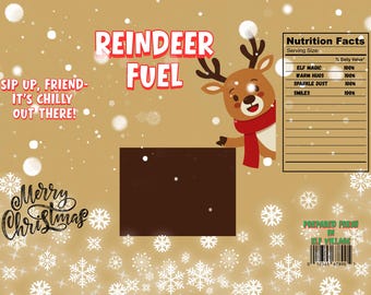 Reindeer Fuel Cocoa Pouch Template | Christmas Party Favor (Digital Download)