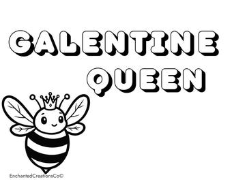 Galentine Queen Paint and Sip Canvas | Bee Paint Night Design | Girls Night Paint Canvas | Digital Download| Instant Download