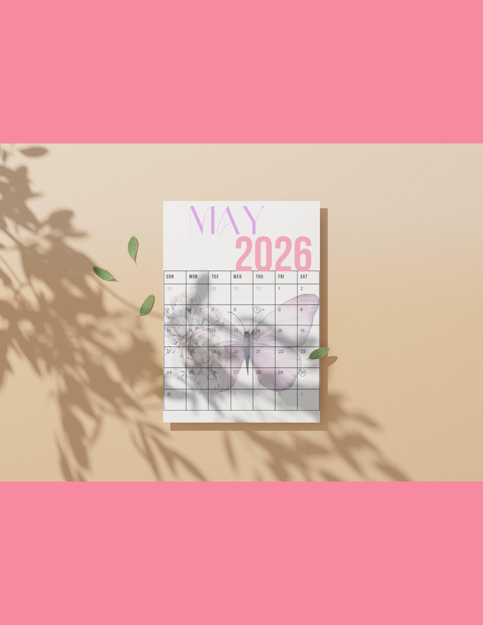 Calendario imprimible de mayo de 2026 con página de notas ...