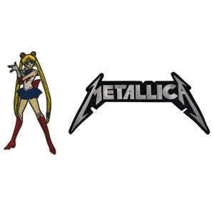 Écusson brodé grand format pour le dos, écusson thermocollant surdimensionné inspiré des animés et du heavy metal, applique à coudre pour veste, gilet ou sac à dos.