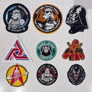 Sci Fi Space Warrior Embroidered Patches, Dark Helmet, Galactic Soldier, Masked Superhero, Alien Monster Iron On Patch for Jacket Bag