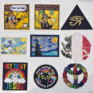 Eclectic Embroidered Patches, Funny Meme Art Rainbow Cat Iron On Patch, Vintage Inspired Sew On Applique for Jacket Backpack Bag
