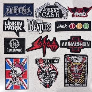 Rock Punk Metal Music Embroidered Patches, Gothic Band Logo Iron On Patch, Heavy Metal Punk Rock Applique for Jacket Vest Backpack