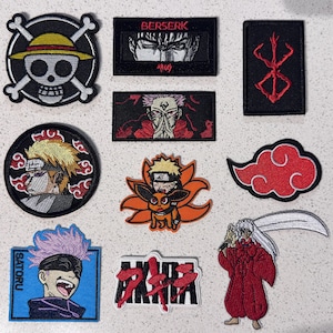 Parches bordados inspirados en el anime japonés, parche termoadhesivo de personaje de manga, aplique para coser de fantasía oscura de ninja pirata, parche para chaqueta o mochila.