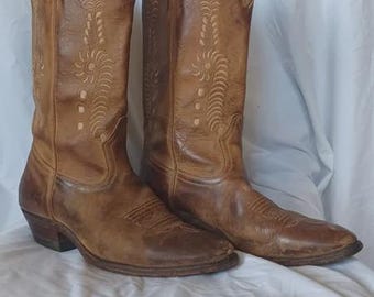 Boulet Hand Crafted Cowboy boots 7 Vintage Canadian cowgirl boots