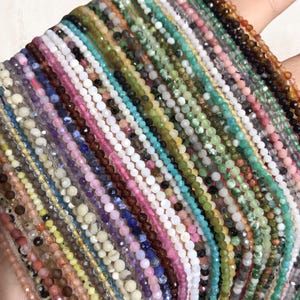 2mm Faceted Agate, Crystal and Tourmaline Round Loose Beads Small Beads for DIY Jewelry Making and Beading Accessories