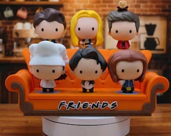 Ausstellungsständer für Freunde von Geschmack, orangefarbenes Sofa Couchregal, 3D-gedrucktes Sammlerregal für Happy Meal-Spielzeug für Erwachsene