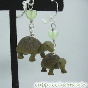 cute little guy tiny turtle cottagecore earrings - funky dangle earrings - cool girlfriend gift - nature woodland jewelry - punk earrings