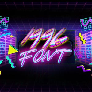 1996 lettertype - handgeschreven retro vintage scriptlettertypen belettering gelukkig schattig 80s 90s vet serif sans png svg alfabet neon tijdschrift
