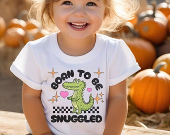 Tshirt drôle de bébé en alligator, chemise pour bébé câlin, tenue de bébé idiot, alligator mignon, né pour être blotti, impression rétro bébé sauvage