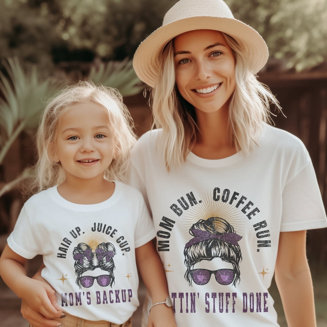 Mommy and Me Funny Retro Tshirt, Mom and Daughter, Mom's Backup, Coffee ...