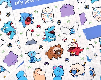 Silly Poké 1 Matte Sticker Sheet | 6" x 4" | A6 | Waterproof Vinyl Stickers