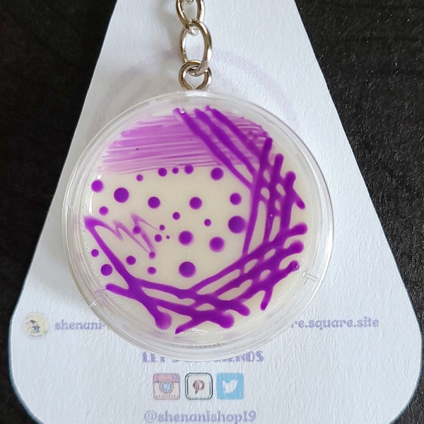 Petri dish Klebsiella Brilliance Agar Keychain/Badge Reel|MLT,MLS,Lab Week Gifts|Laboratory, Microbiology Gift|Microbiology Art|Science Gift