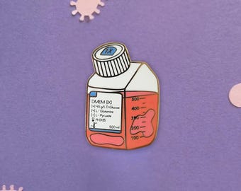 Cell Culture Bottle Enamel Pin–Cell Biology & Research Lab Gift