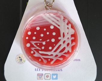 Staphylococcus Blood Agar Petri dish Keychain/Badge Reel| Laboratory Gift| Microbiology, Science Art