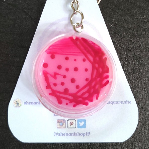 Handmade E.coli Petri Dish Keychain: Microbiology Lab Tech, Lab Week Gift
